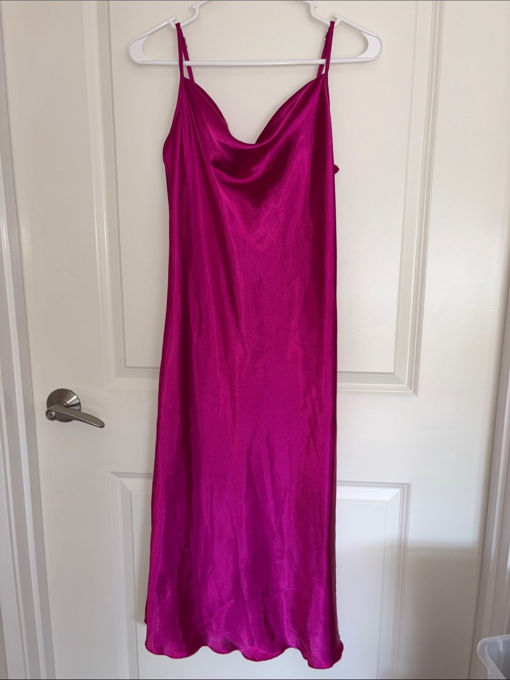 Bebe Magenta Satin Slip Dress